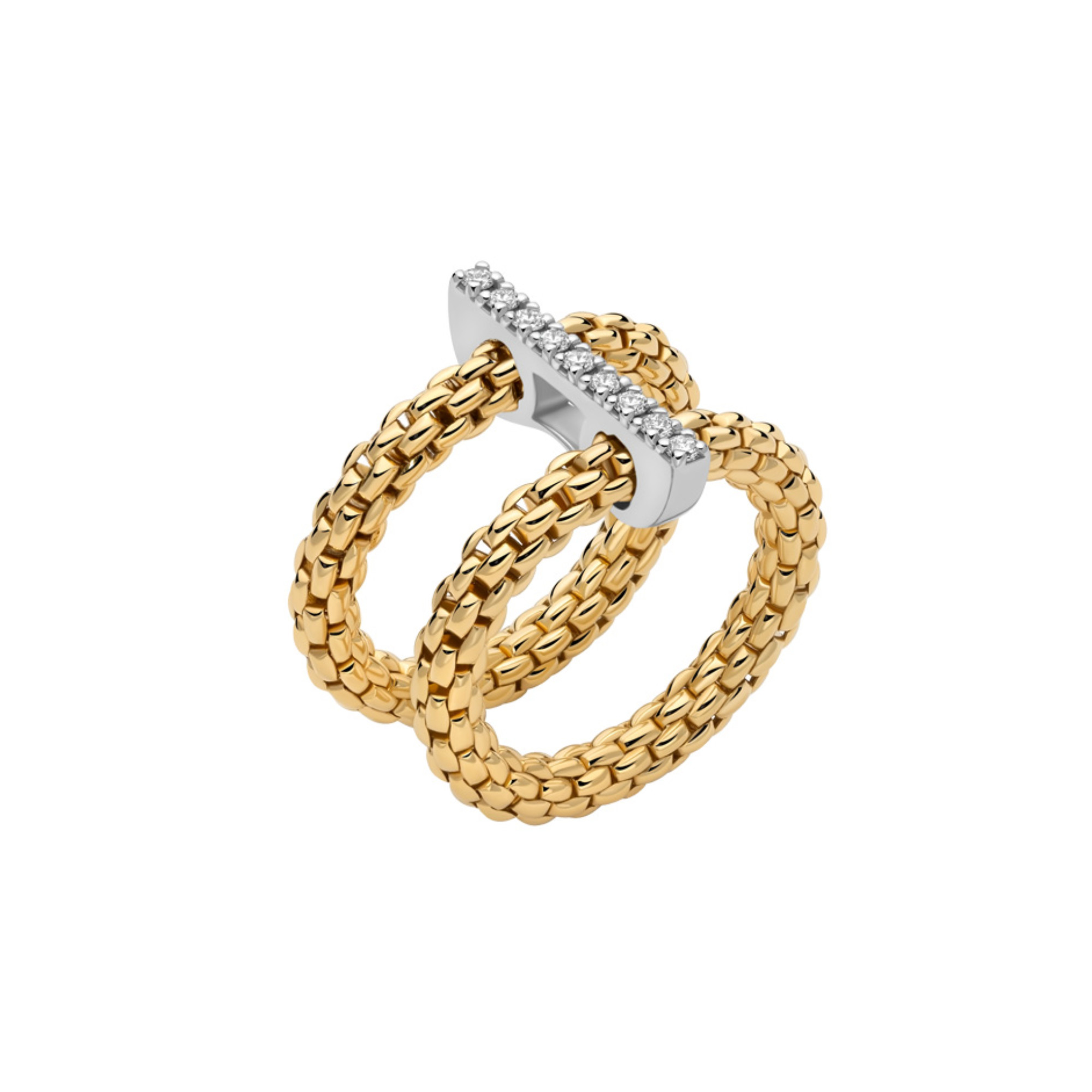 FOPE - Prima doppelter Mesh-Ring mit Diamantpavé