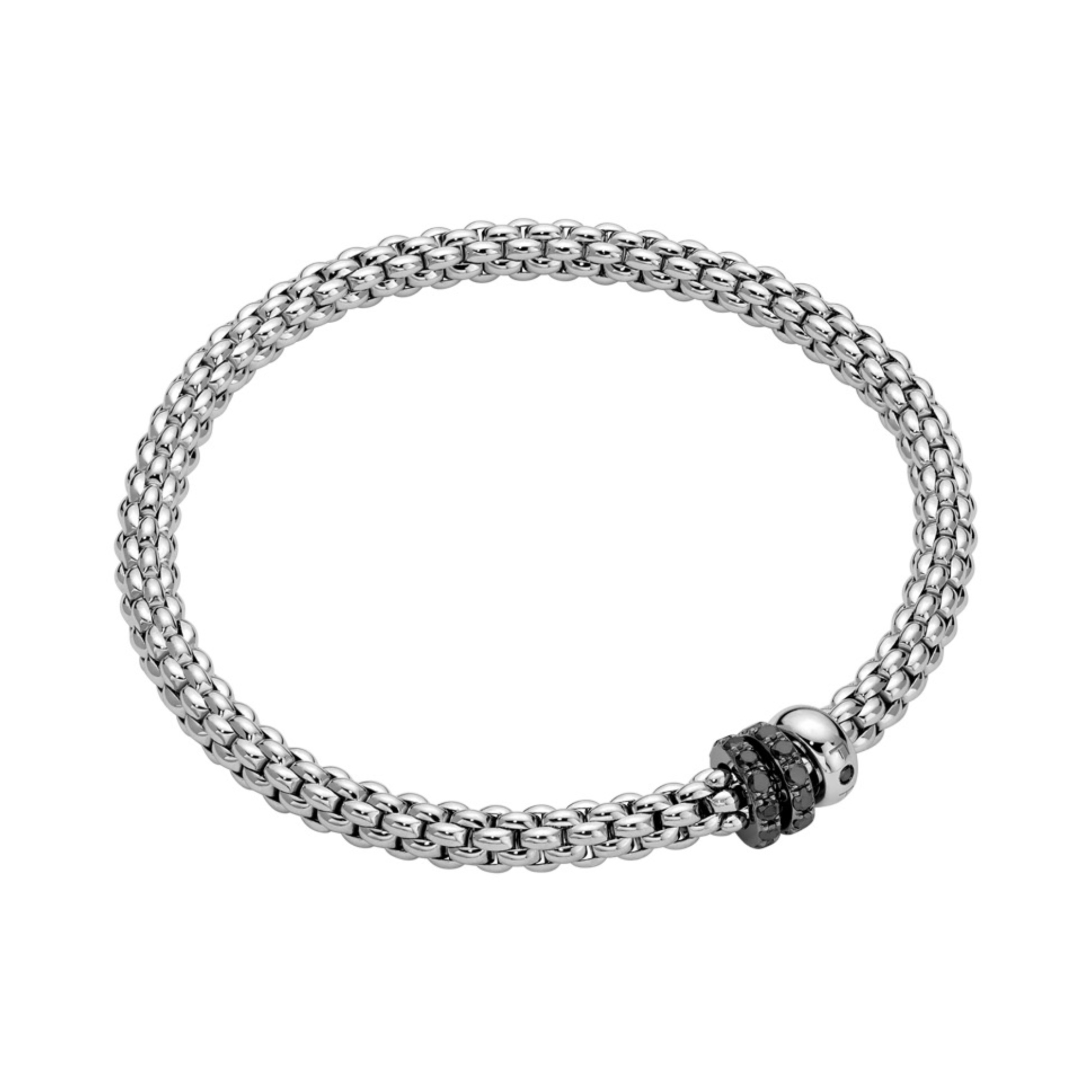 FOPE - Solo Flex'it Armband mit drei Rondellen und schwarzem Pavébesatz