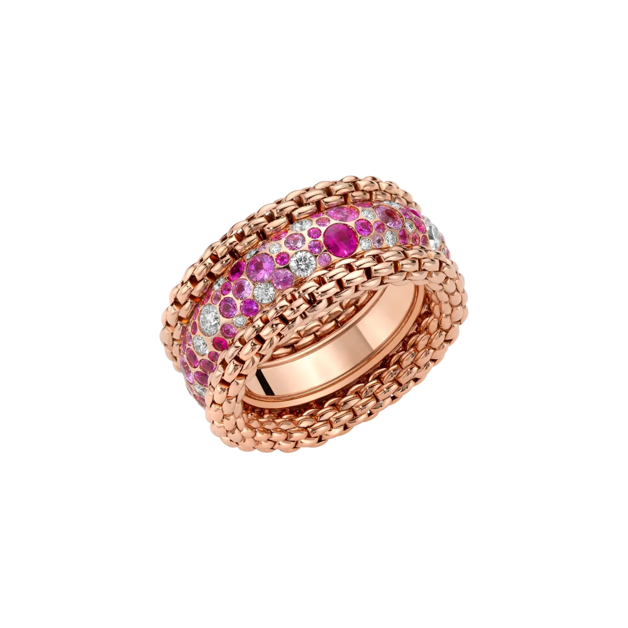 FOPE - Bubble Ring mit Diamanten und rosa Saphiren