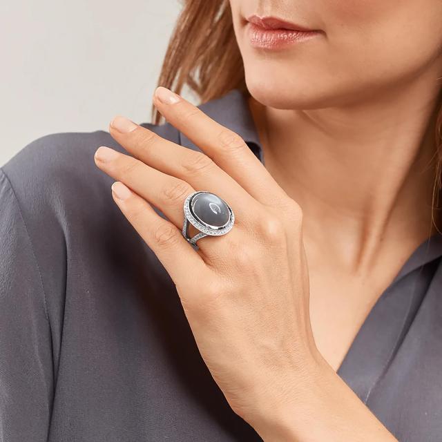 Tamara Comolli - CUSHION Ring small grauer Mondstein