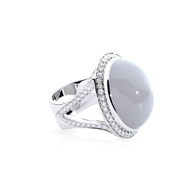 Tamara Comolli - CUSHION Ring small grauer Mondstein